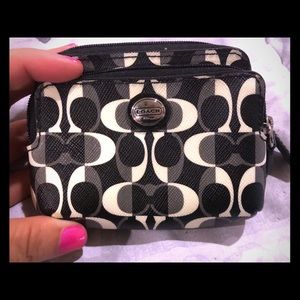 Coach Double Coin Canvas Leather Wallet